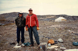 Charle Martijn and Boby Grey, JgEj-3 site, Quaqtaq, summer 1985