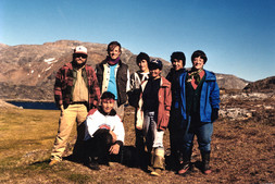 Field team (from left): Ian Badgley, Daniel Gendron, Bobby Grey (crouching), Tommy Weetaluktuk, Pasha Keelan, Noah Naktairaluk and Madeleine Bélanger