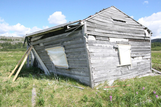 Temporary measures taken to preserve the trading post building, summer 2010, George Papp site (HaGa-1). Picture: Pierre M. Desrosiers