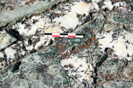 Détail d’une source de néphrite, île Cape Smith, été 2010.