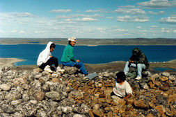 Students at site IdGo-27 excavating a structure found in a block-field